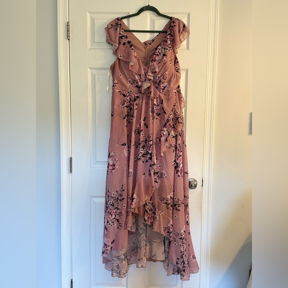 SHEIN Pink Floral High-Low Dress